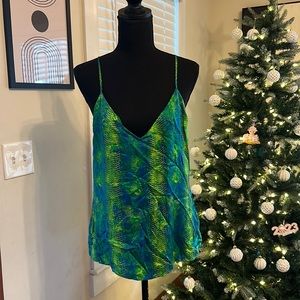 L’agence snake print line green blue tank top